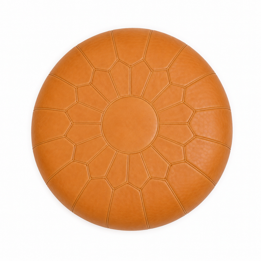 Moroccan Leather Pouf – Cognac | Handmade in Marrakech