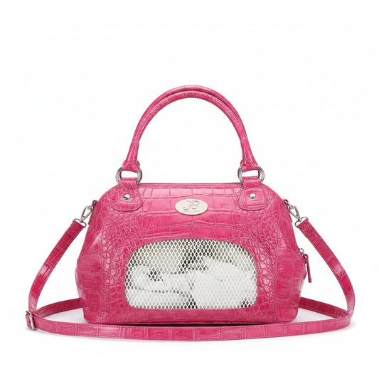 Hot Pink Croc-Embossed Luxury Pet Carrier Bag
