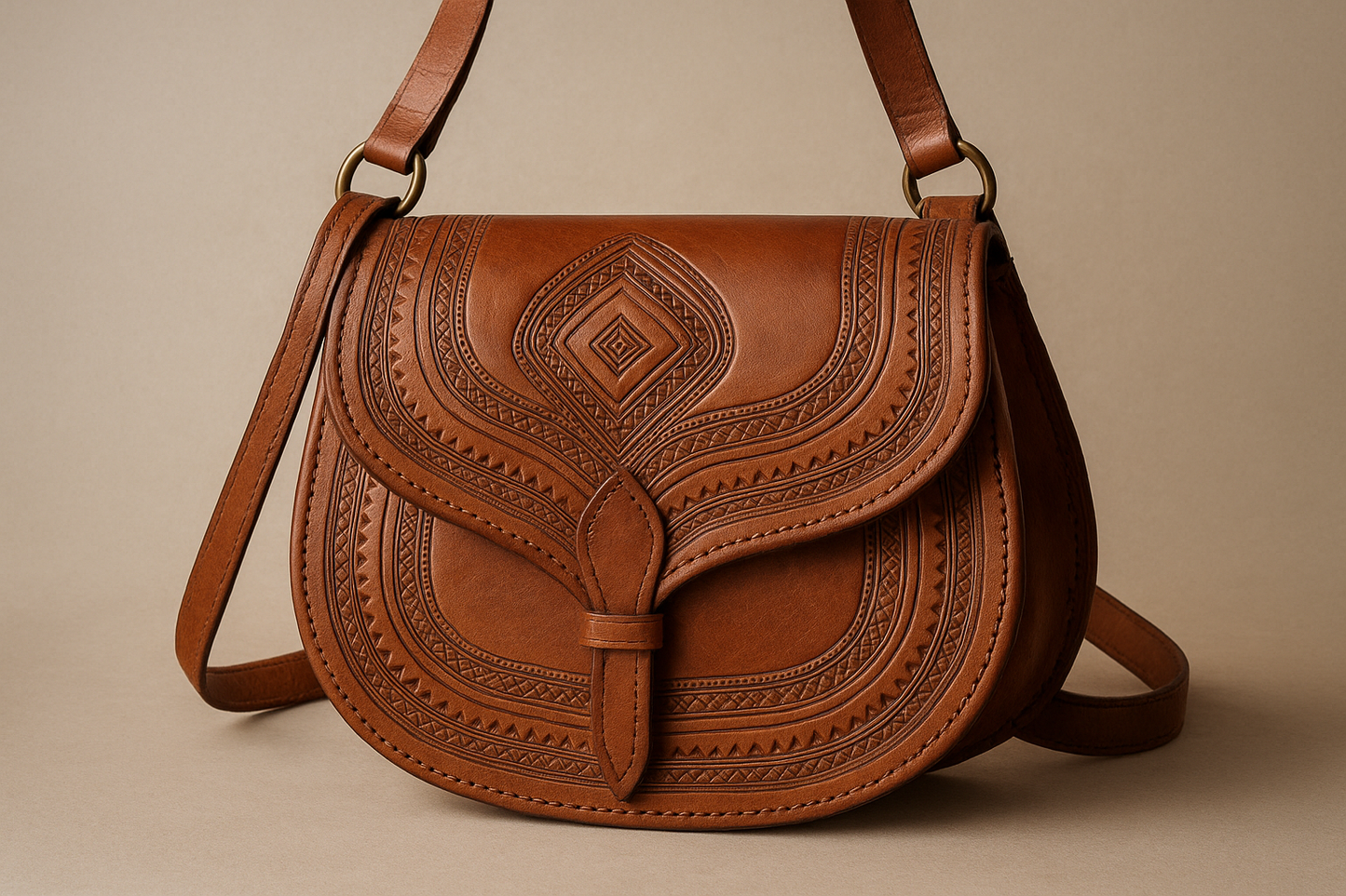 Moroccan Leather Saddle Bag