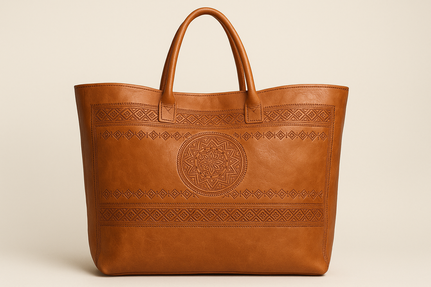 Large Moroccan Leather Shopping Bag