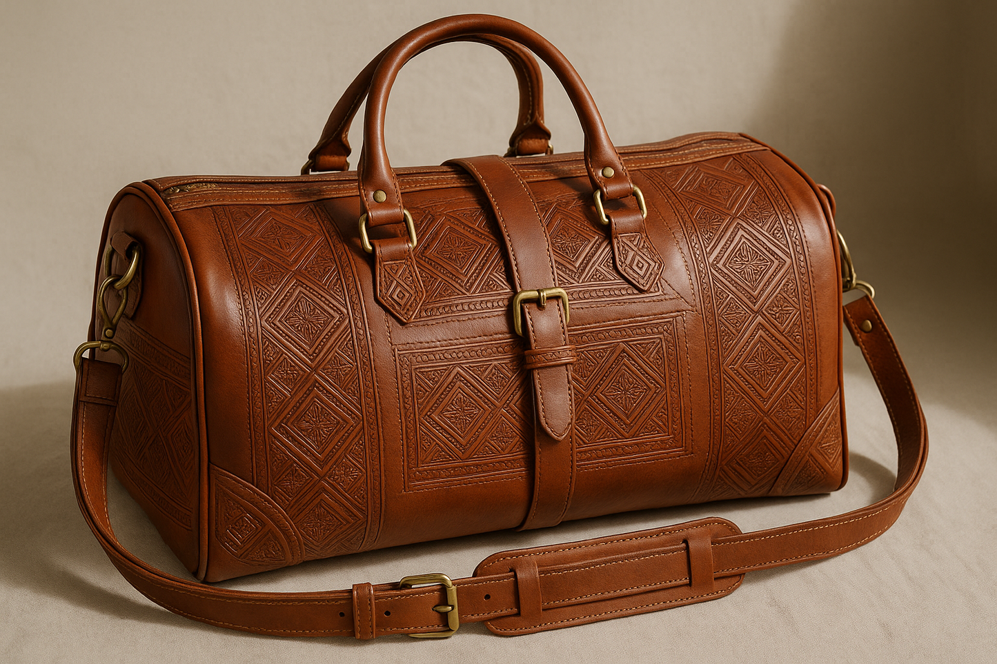 Moroccan Leather Travel Duffle Bag