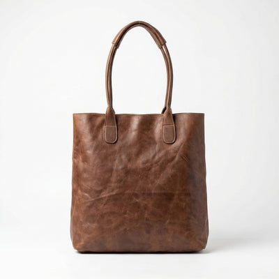 Sac fourre-tout – Cuir véritable marron foncé