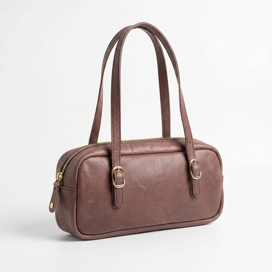 Mini Boston Bag – Chocolate Brown Genuine Leather