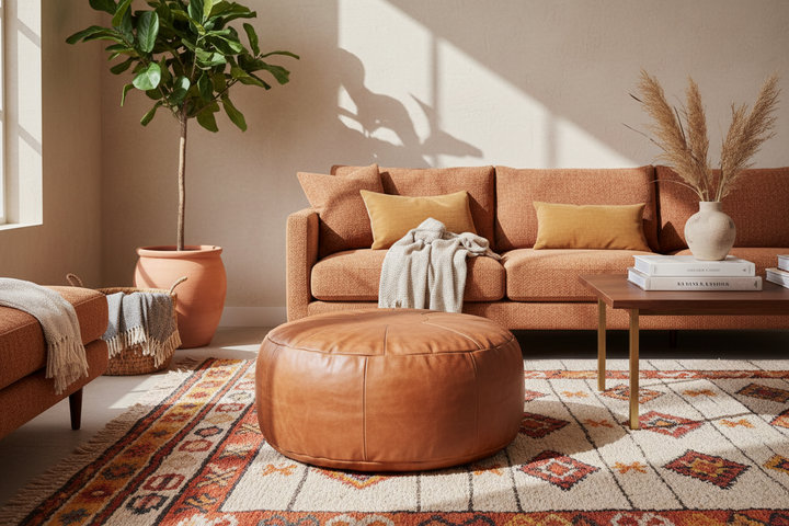 Pouf on a Rug: How to Pair Them Without It Looking Messy