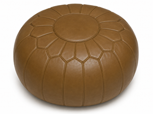 Moroccan Leather Pouf – Caramel Brown | Handmade in Marrakech