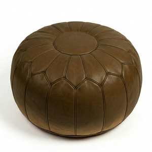 Pouf in pelle marocchina – Superficie a punto intrecciato
