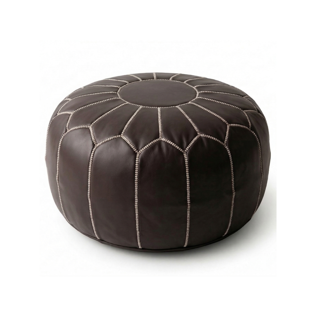Moroccan Leather Pouf – Spiral Body Stitching