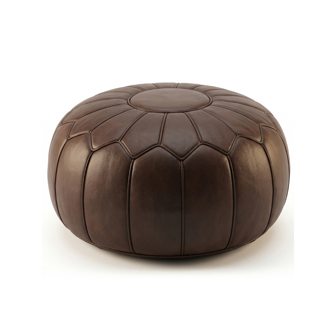 Moroccan Leather Pouf – Whipstitch Edge Finish