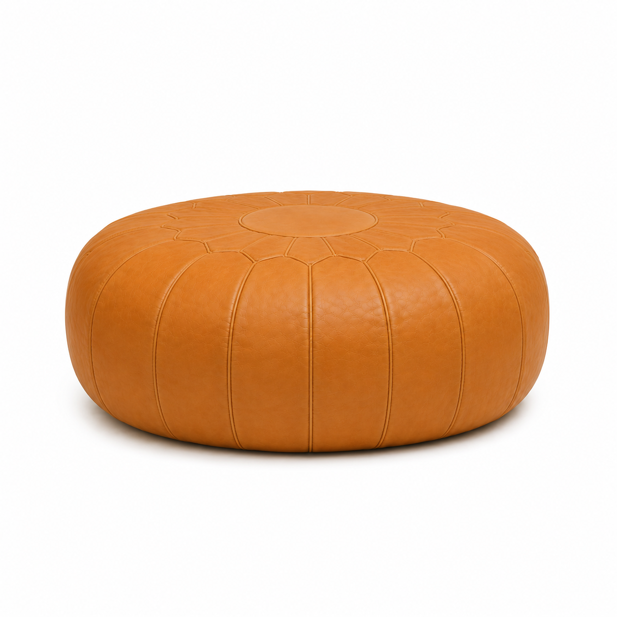 Pouf in pelle marocchina – Cuciture ad anelli concentrici