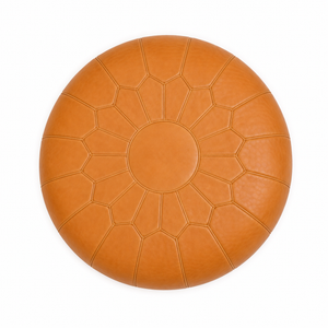 Pouf in pelle marocchina – Cuciture ad anelli concentrici
