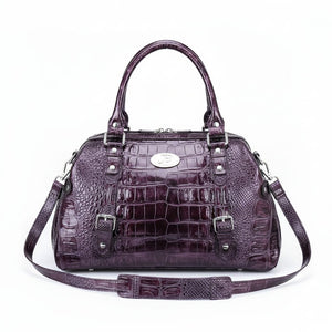 Plum Purple Patent Croc-Embossed Luxury Pet Carrier Bag