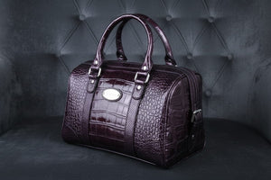 Plum Purple Patent Croc-Embossed Luxury Pet Carrier Bag