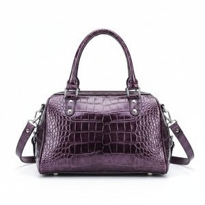 Plum Purple Patent Croc-Embossed Luxury Pet Carrier Bag