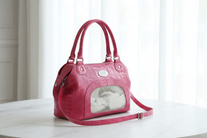 Hot Pink Croc-Embossed Luxury Pet Carrier Bag