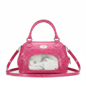 Hot Pink Croc-Embossed Luxury Pet Carrier Bag