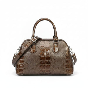 Bronze Metallic Croc-Embossed Luxury Pet Carrier Bag