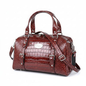 Burgundy Patent Croc-Embossed Luxury Pet Carrier Bag