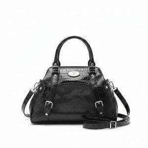 Black Patent Croc-Embossed Luxury Pet Carrier Bag