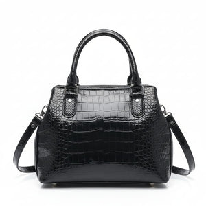 Black Patent Croc-Embossed Luxury Pet Carrier Bag