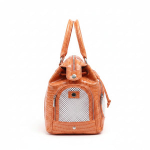 Luxury Croc-Embossed Leather Pet Carrier Bag