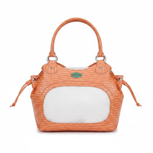 Luxury Croc-Embossed Leather Pet Carrier Bag