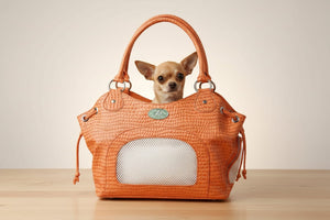Luxury Croc-Embossed Leather Pet Carrier Bag