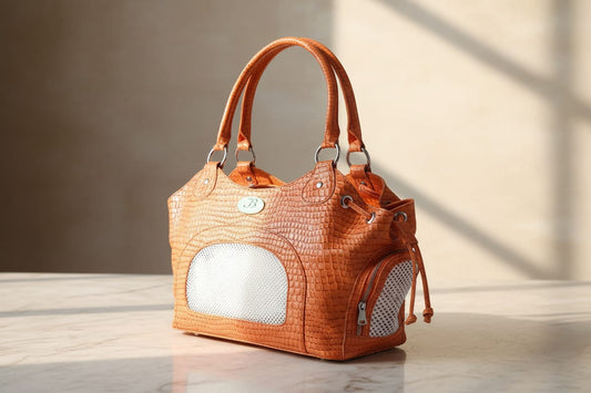 Luxury Croc-Embossed Leather Pet Carrier Bag
