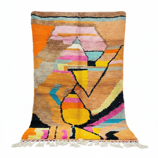 Abstract artistic Moroccan rug with background removed