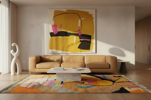 Abstract rug in Cassina sandy beige modernist space