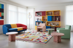 Azilal rug in Memphis avant-garde living room