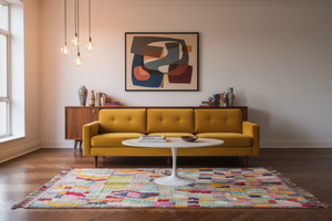 Azilal rug in mid-century modern living room