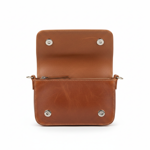 Cognac Leather Crossbody Bag – Studio Shot