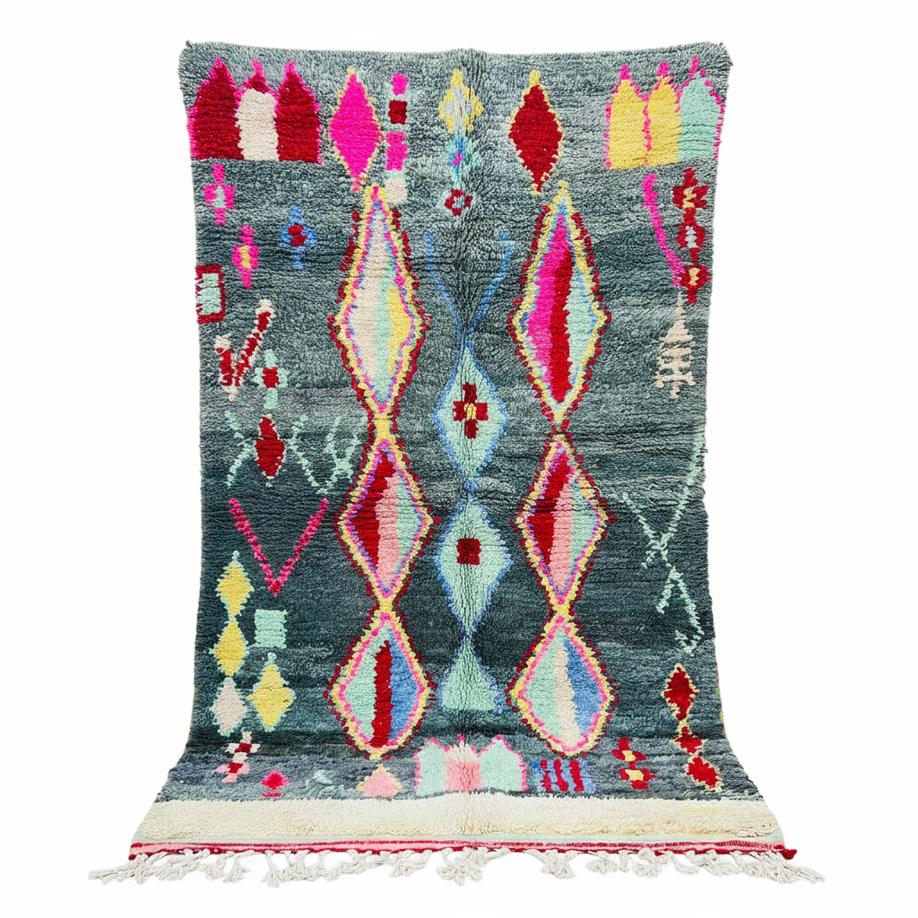 Colorful Moroccan rug with background removed