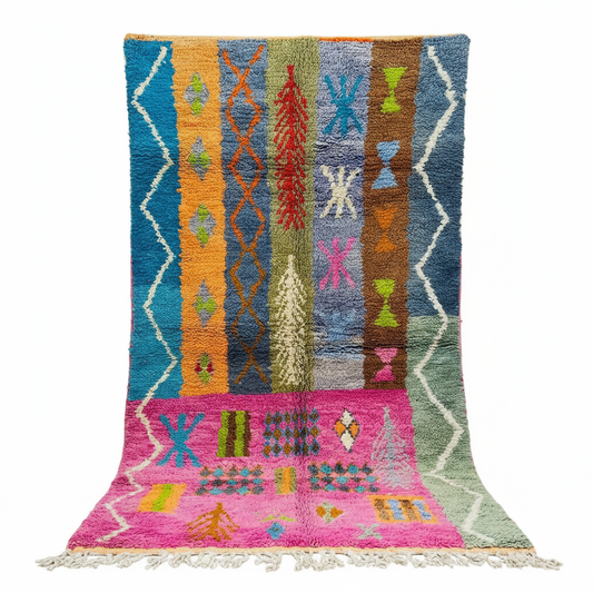 Colorful striped Moroccan rug with background removed