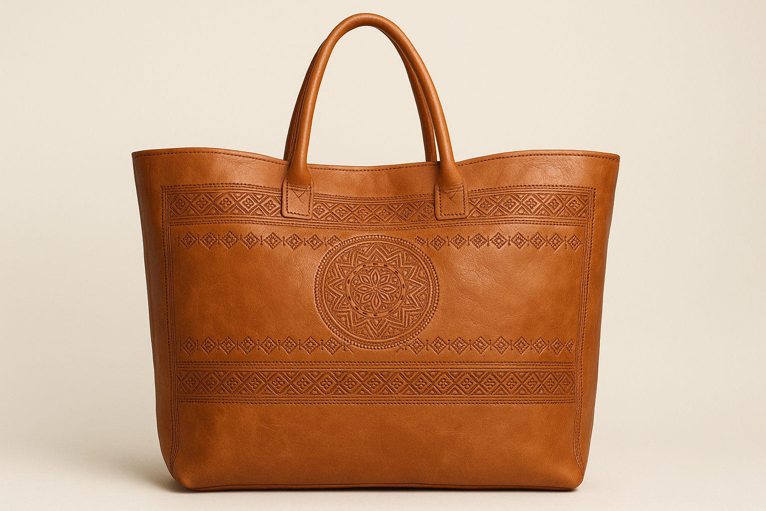 Large Moroccan Leather Shopping Bag