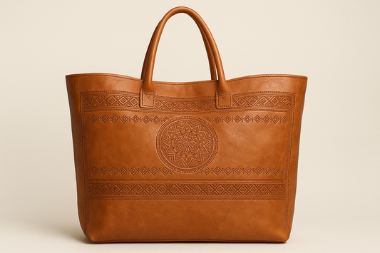 Large Moroccan Leather Shopping Bag