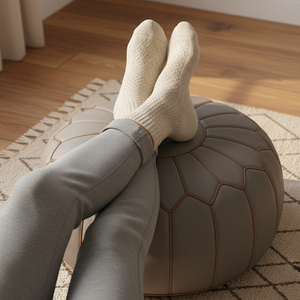 Legs Resting on Pouf