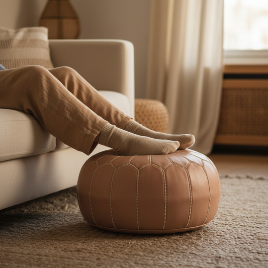 Low side angle – feet on pouf as footrest