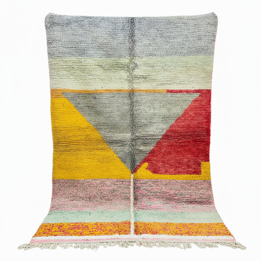 Modern geometric color block rug with background removed