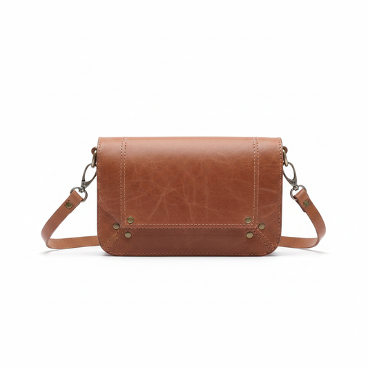 Moroccan Leather Crossbody Bag — Studio Shot