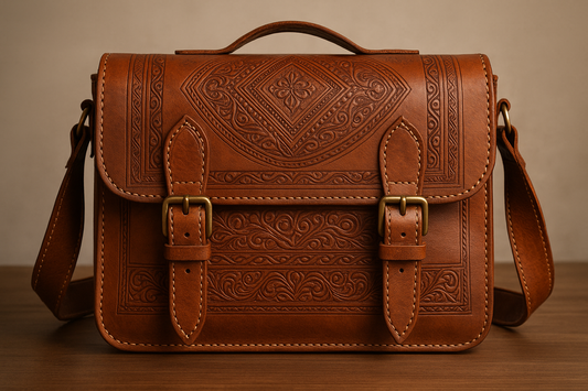 Moroccan leather messenger bag