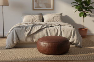 Moroccan Leather Pouf – Bedroom