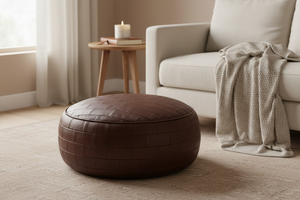 Moroccan Leather Pouf – Living Room