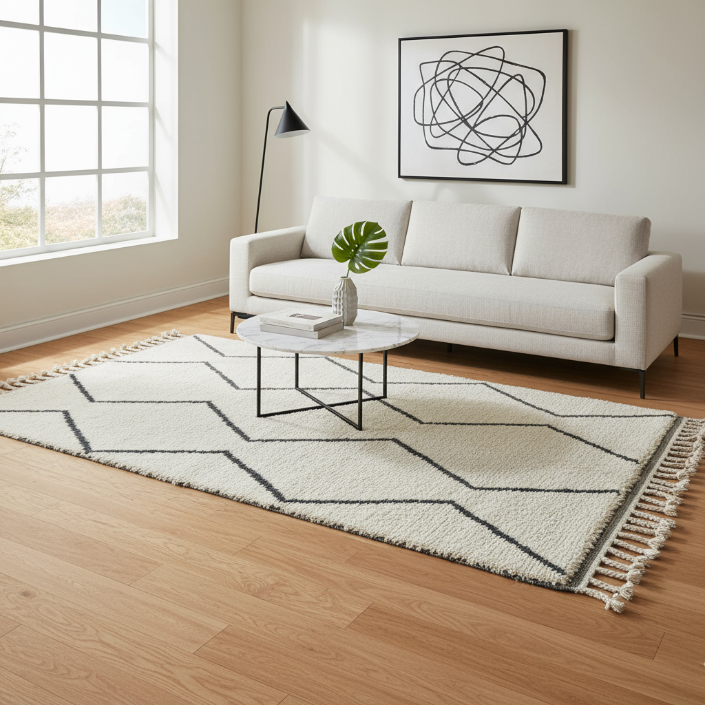 Moroccan rug in modern living room