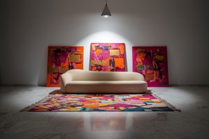Multicolor rug in marble gallery living room III