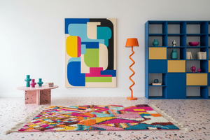 Multicolor rug in Memphis terrazzo joy II