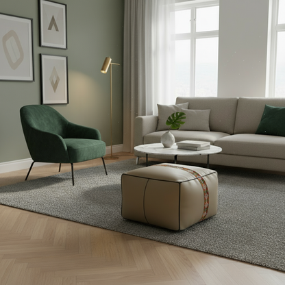 Ottoman in living room without plus sign