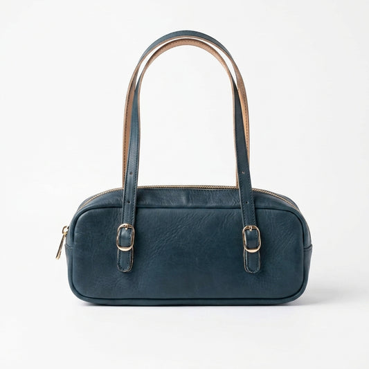 Mini Boston Bag – Deep Teal Genuine Leather