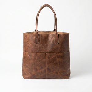 Sac fourre-tout – Cuir véritable marron foncé