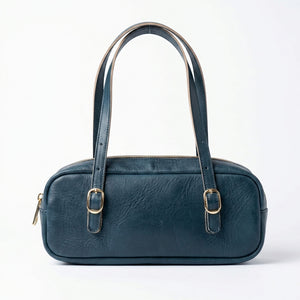 Mini Sac Boston – Cuir véritable sarcelle intense